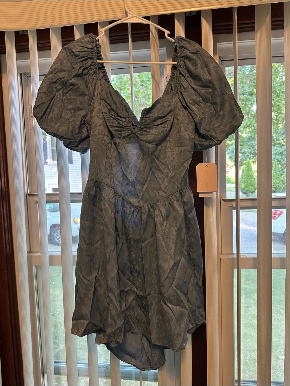 Short Puff-Sleeve Mini Dress